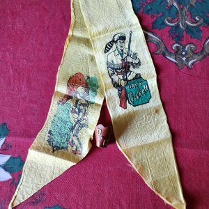 Vintage Disney Davy Crockett Yellow Neckerchief Bandana W Slide Fess Parker 1960